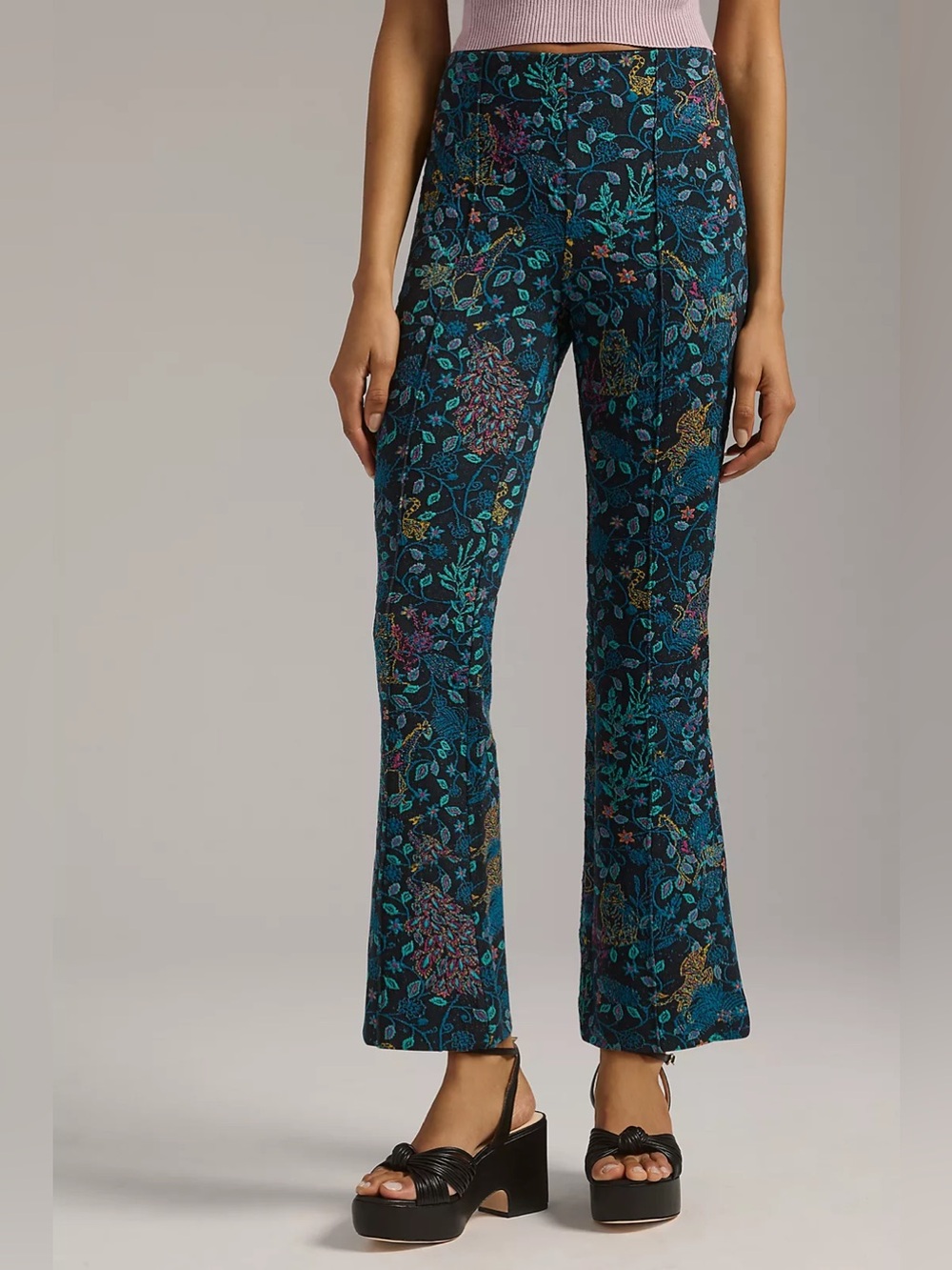 Anthropologie Maeve The Margot Kick-Flare Cropped Jungle Pattern Pants